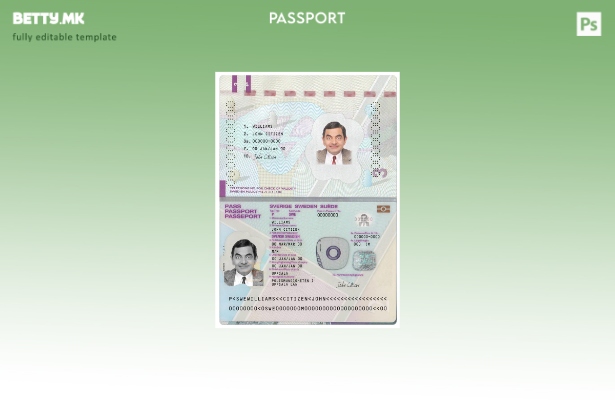 Шаблон за верзија на шведски пасош во модерен стил